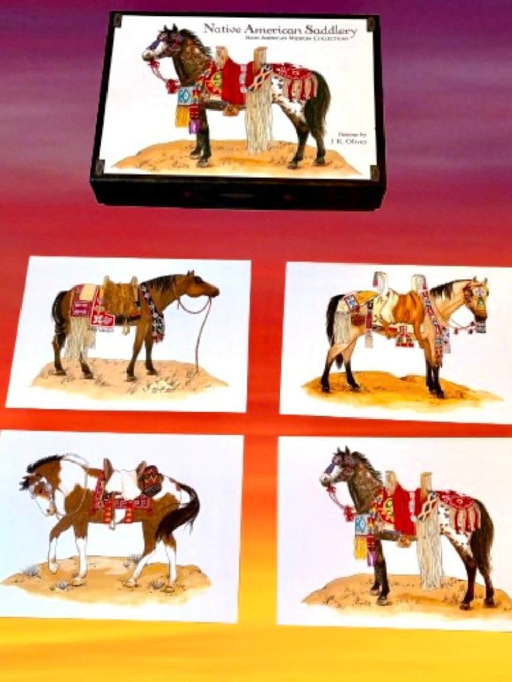 Native American Saddlery Horses by J. K. Oliver 15 Note Cards + Envelopes